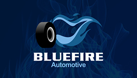 Blue fire logo, Automotive logo design