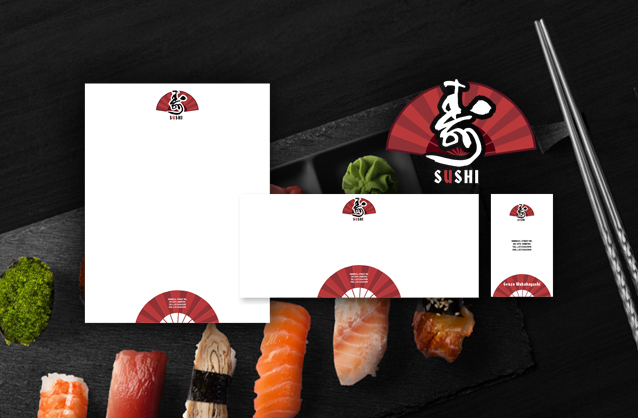 壽司吧，日本餐廳標誌，折扇LOGO