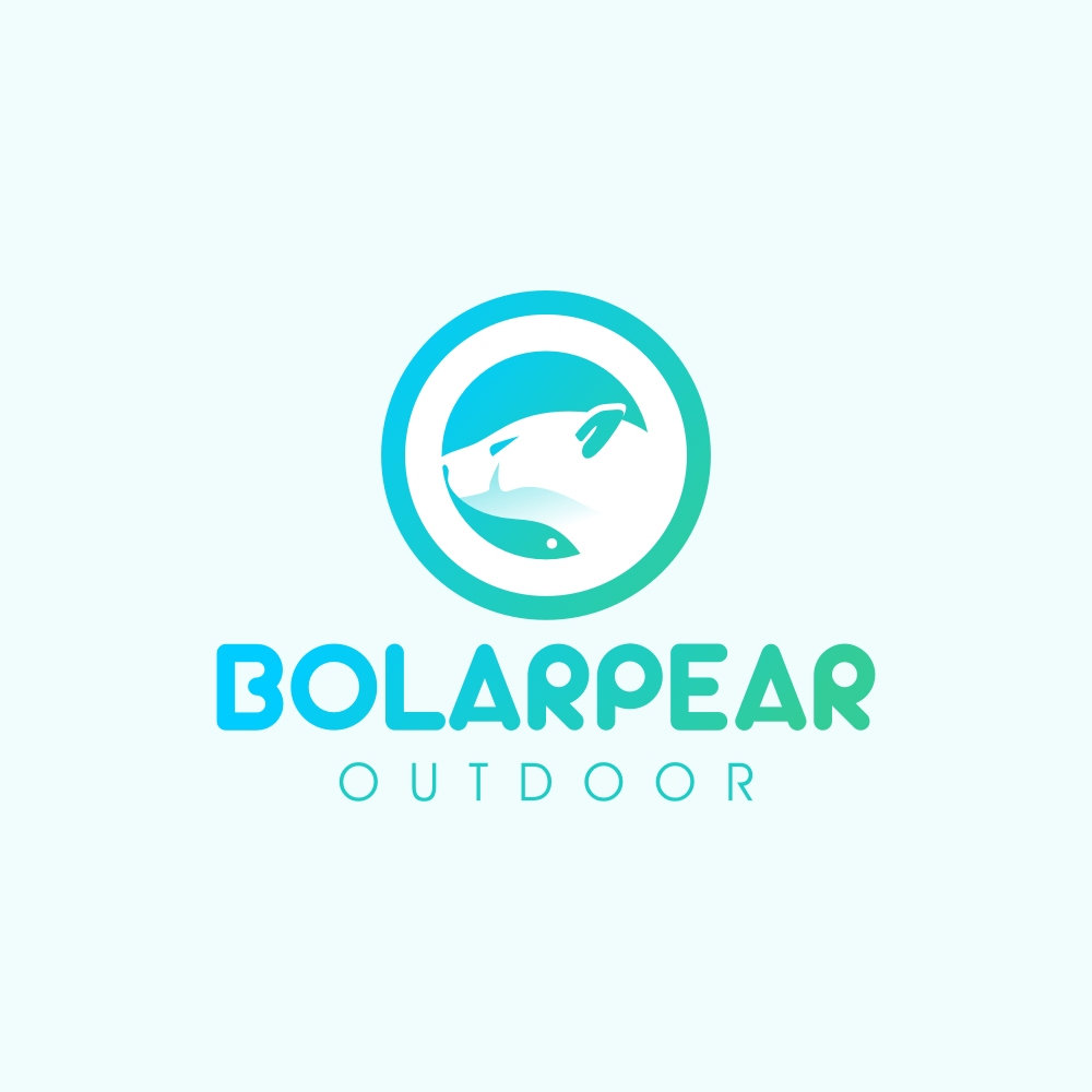 Outdoor clothing and equipment brand logo design, Bear and fish logo design.