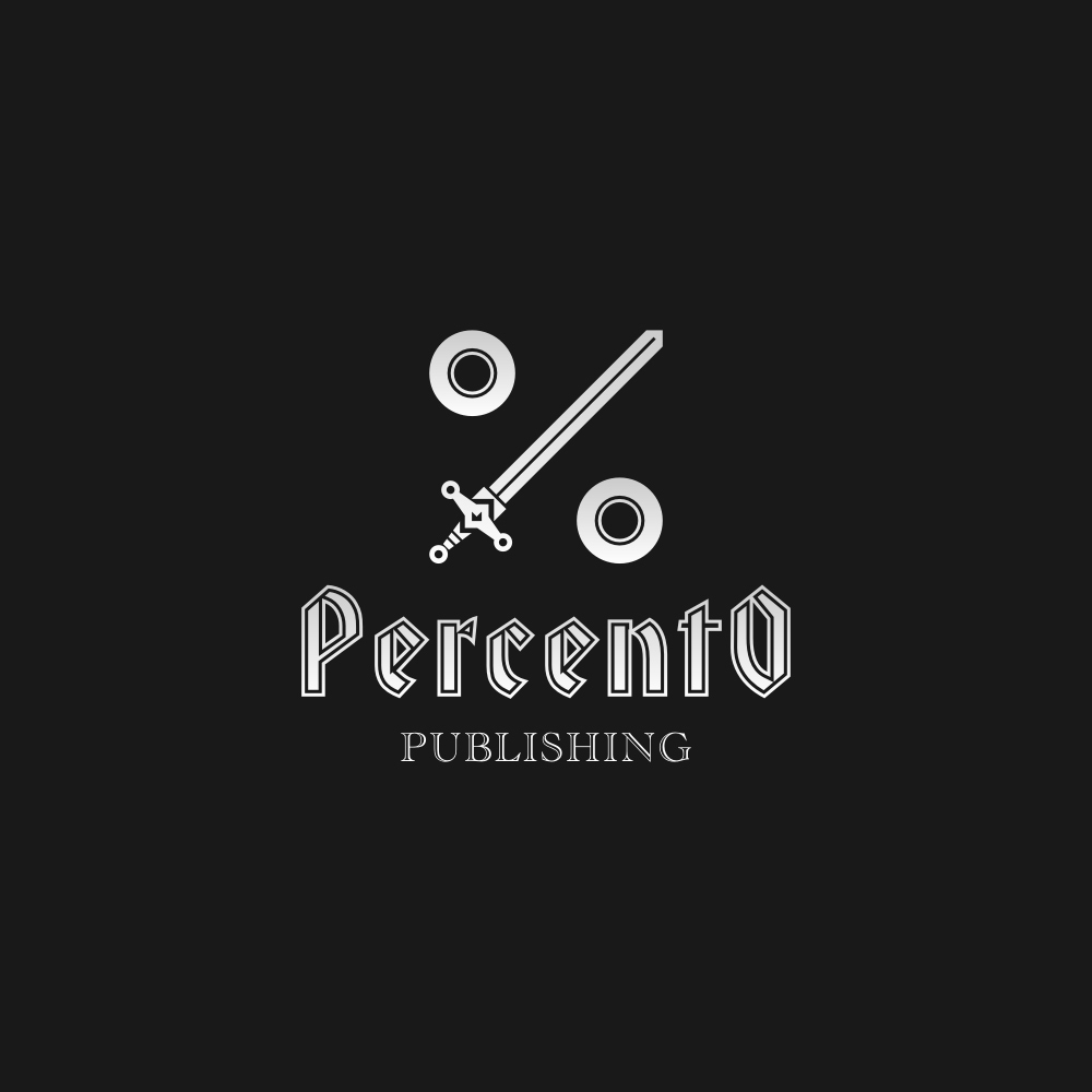 Publishing company, Percentage & sword logo.
