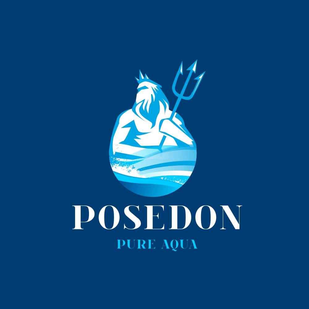 Poseidon logo design, Aqua water logo design.